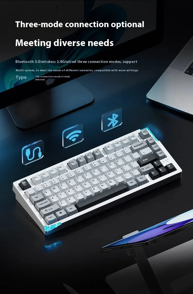 WEIKAV Stars-75 Mechanical Keyboard 3-mode Wireless Aluminum Alloy 75% Layout Gasket Structure Hot-swap RGB Customized Gaming Keybaord