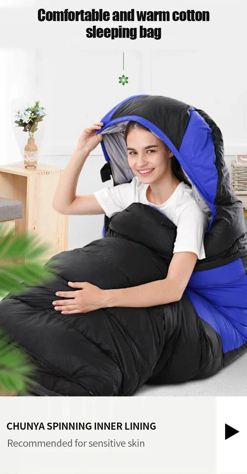 Camping Heated Sleeping Bag For Winter USB Charging 4 Heating Zones Heating Pads Portable 3 Temperature Adjustable Sleep Bag