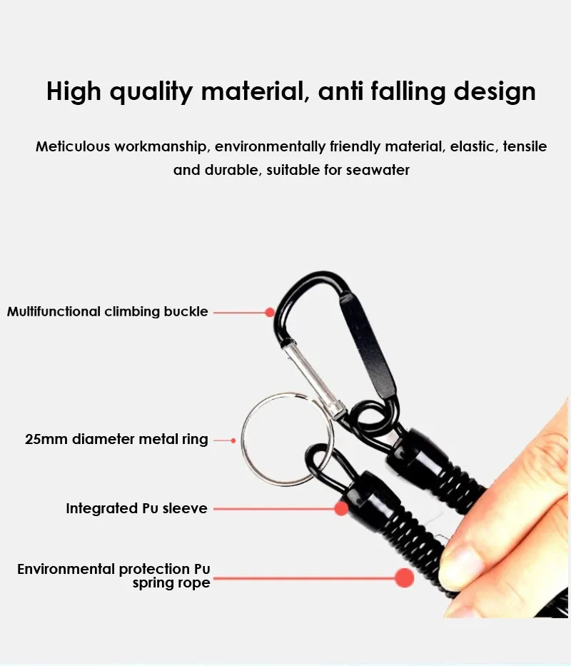 ZANLURE 5Pcs 22cm Pull Elastic With Anti-lost Hand Rope Grab Retention Elastic Cable Protection Flexible Fishing Tool