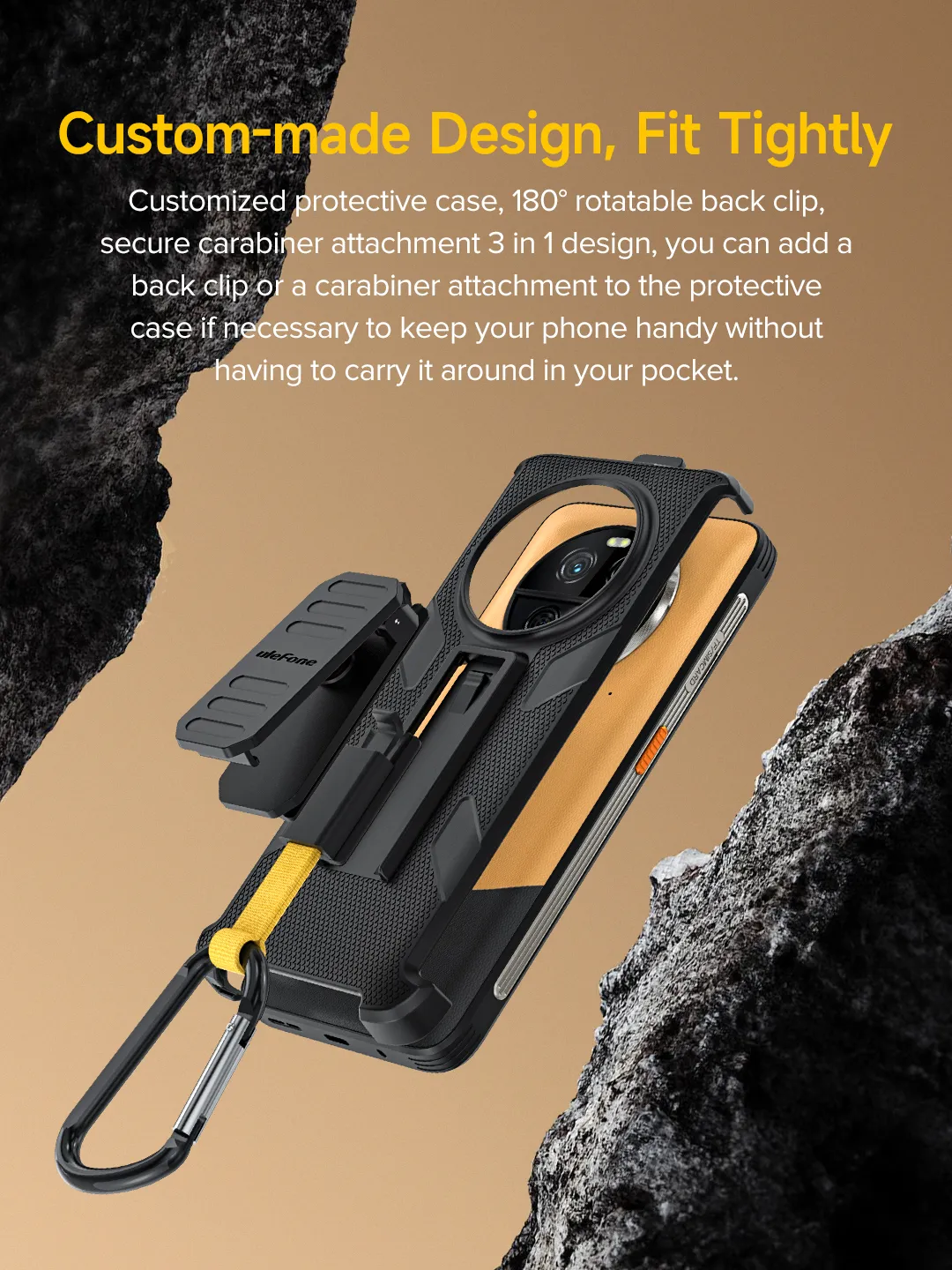 Оригинальный многофункциональный защитный кожаный чехол Ulefone с задней клипсой и карабином для серии Ulefone Armor 23