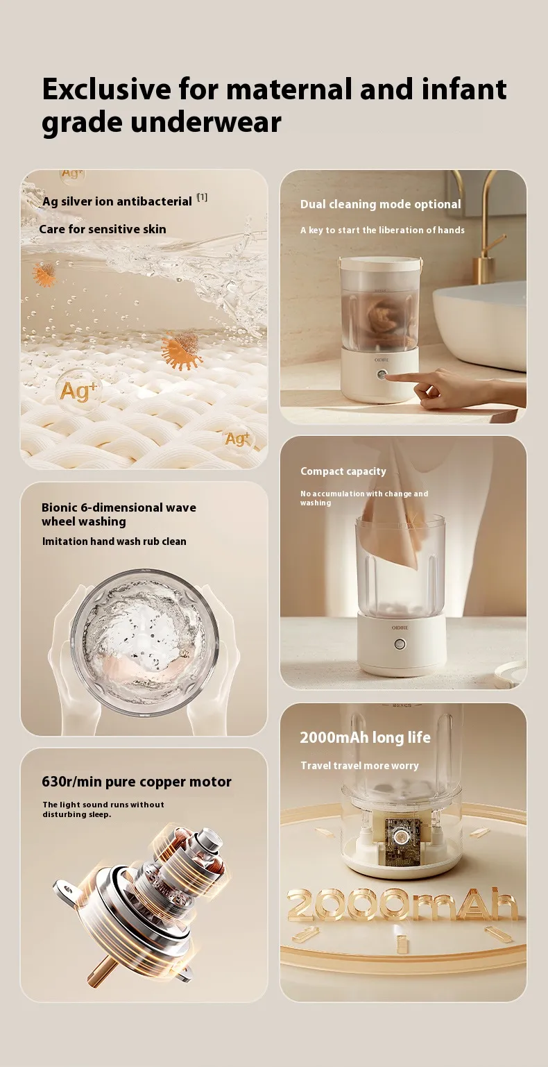 OIDIRE Mini Split Laundry Cup Underwear Washing Machine Wireless Portable Underwear Socks Washing Machine