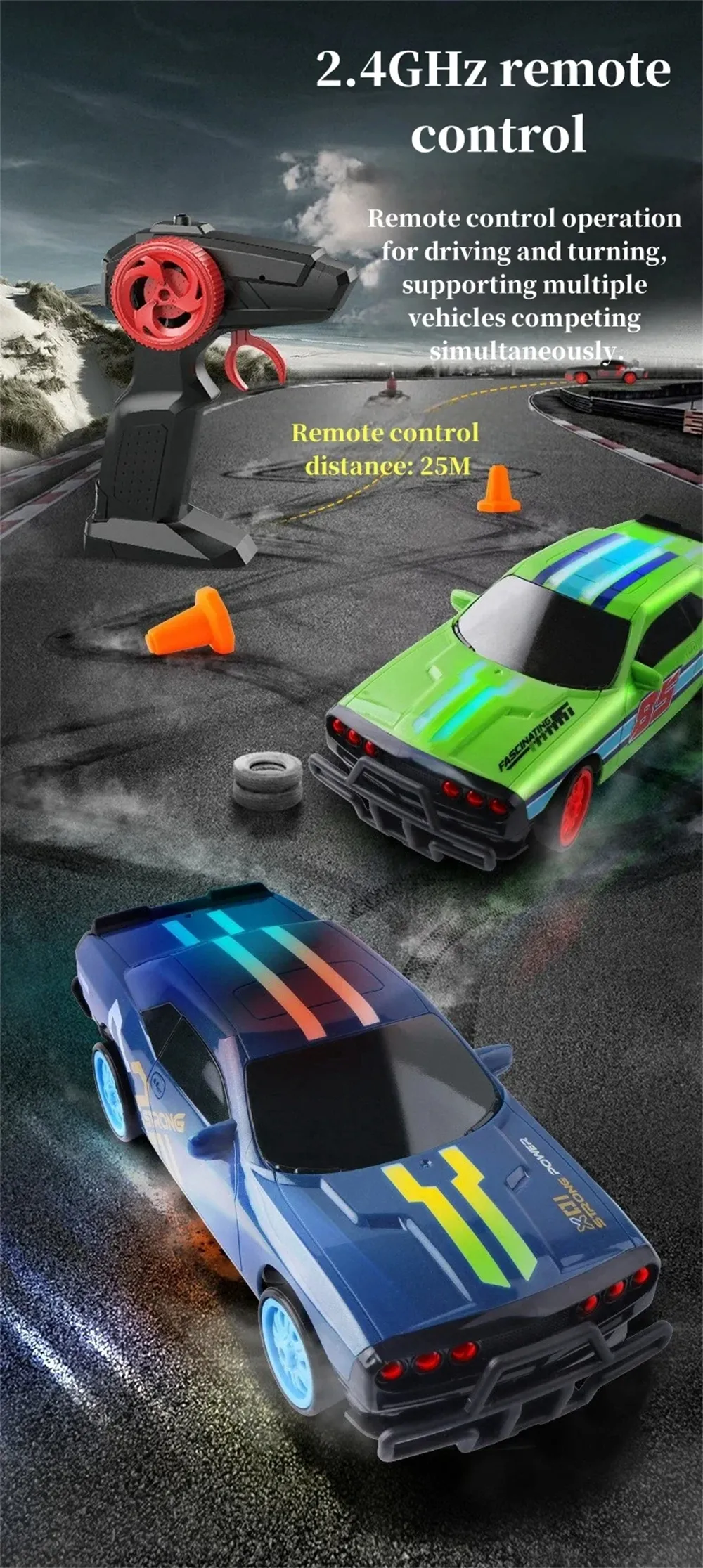 1/18 Drift RC Car 2.4G 4WD High Speed Racing Car Boy DIY Toy Speed Vehicle Model Toy