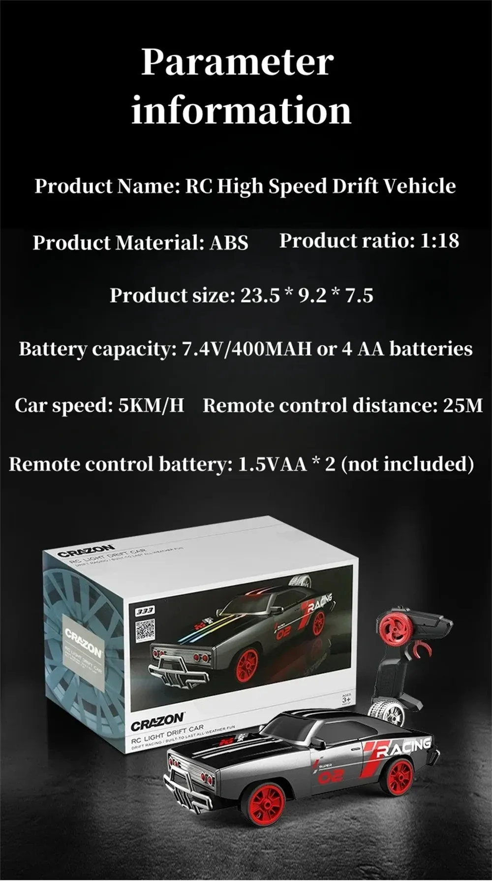 1/18 Drift RC Car 2.4G 4WD High Speed Racing Car Boy DIY Toy Speed Vehicle Model Toy