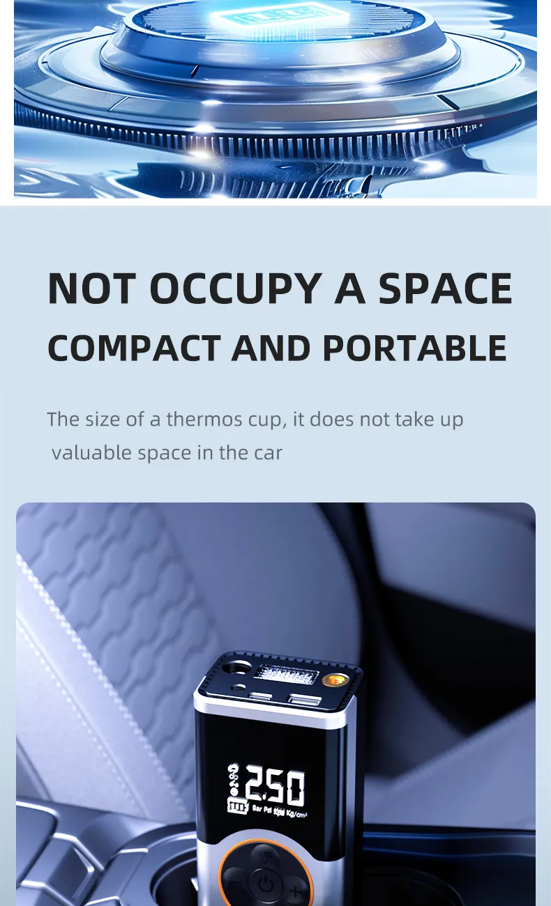 150PSI Multi-Functional Car Tire Inflator High-Pressure Portable Fast inflation Air Pump Built-in LED Emergency Light