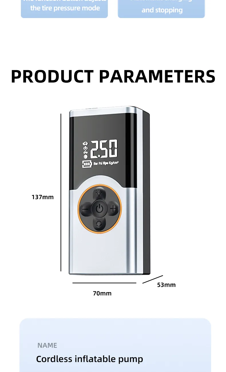 150PSI Multi-Functional Car Tire Inflator High-Pressure Portable Fast inflation Air Pump Built-in LED Emergency Light
