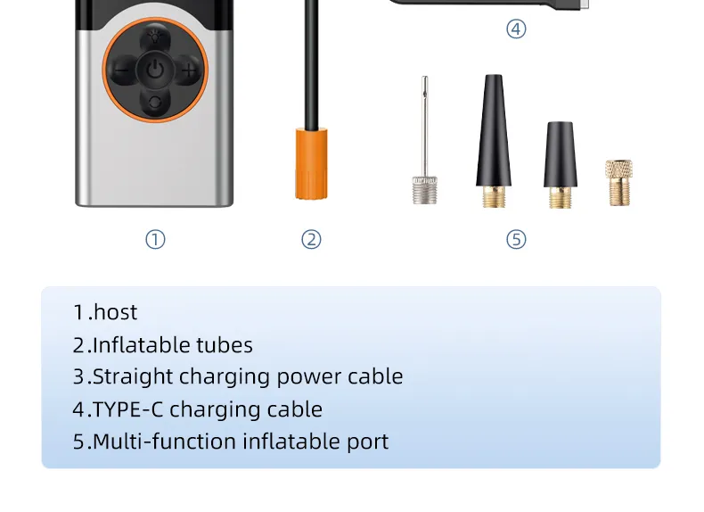 150PSI Multi-Functional Car Tire Inflator High-Pressure Portable Fast inflation Air Pump Built-in LED Emergency Light