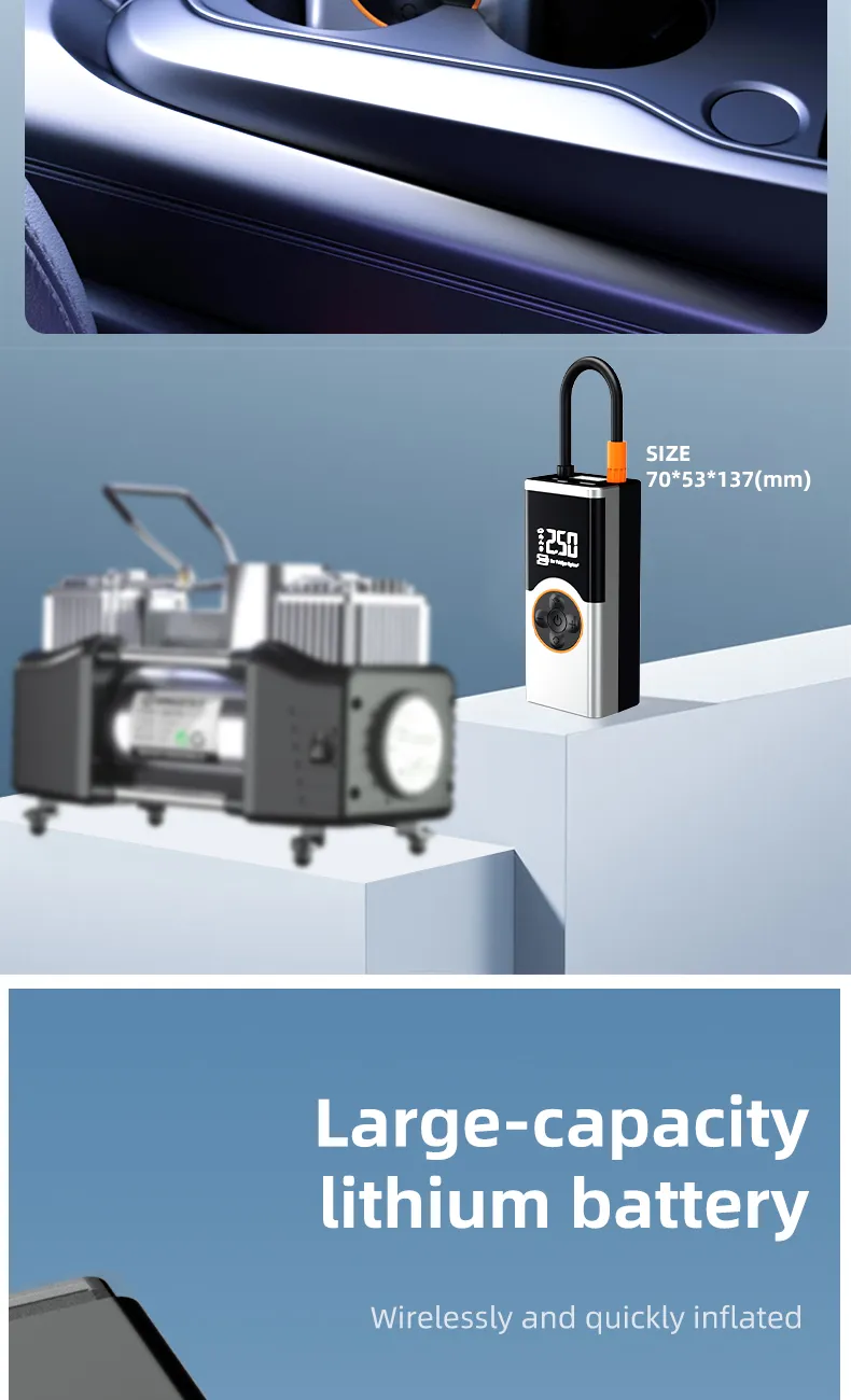 150PSI Multi-Functional Car Tire Inflator High-Pressure Portable Fast inflation Air Pump Built-in LED Emergency Light