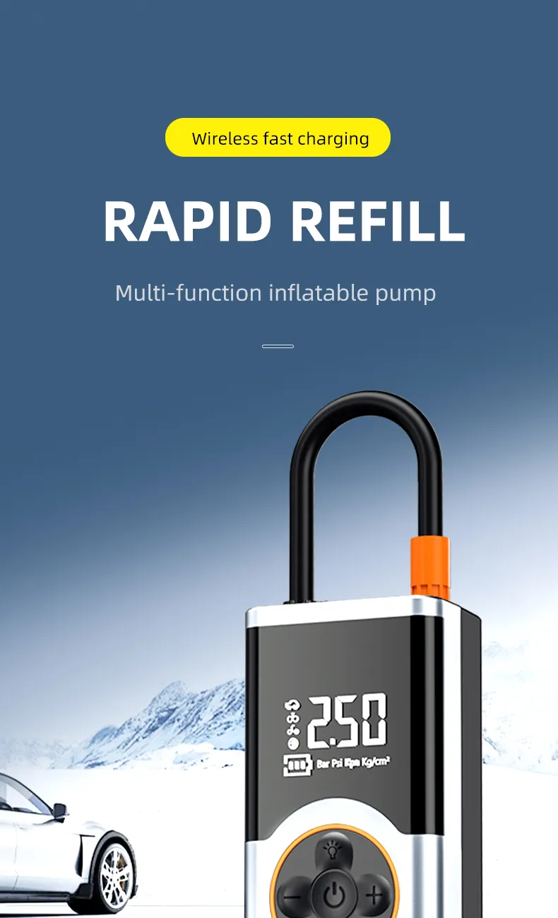 150PSI Multi-Functional Car Tire Inflator High-Pressure Portable Fast inflation Air Pump Built-in LED Emergency Light