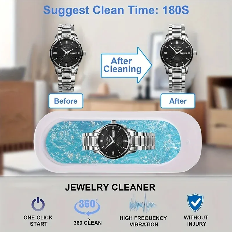 15W Power 45KHZ High Frequency Ultrasonic Multi-Function Household Cleaning Machine Three-Speed Mode Timing for Glasses Jewelry Watch