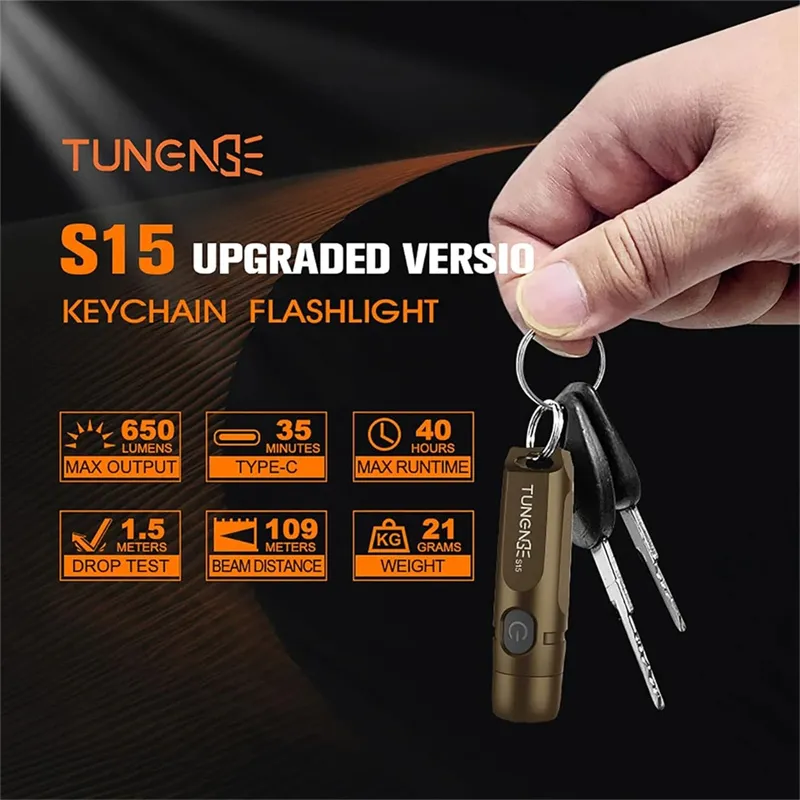 TUNENGE S15 650LM Mini Porable LED Keychain Flashlight USB Rechargeable Pocket Light Waterproof Emergency Outdoor Camping Fishing Lighting TUNENGE S15 650LM Mini Porable LED Keychain Flashlight USB Rechargeable Pocket Light Waterproof Emergency Outdoor Camping Fishing Lighting