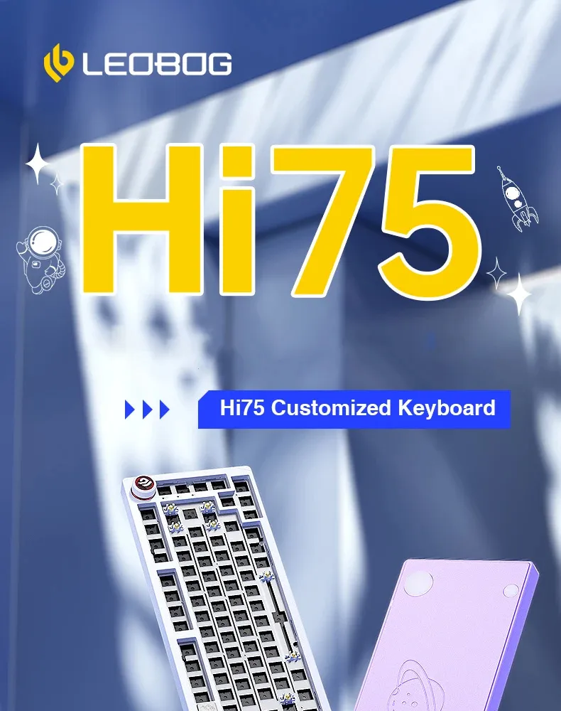 LEOBOG Hi75 Wired Aluminum DIY Kit Mechanical Keyboard Hot-Swap RGB Kit Gasket Custom Aluminum Alloy Body Keyboard Pc Gamer