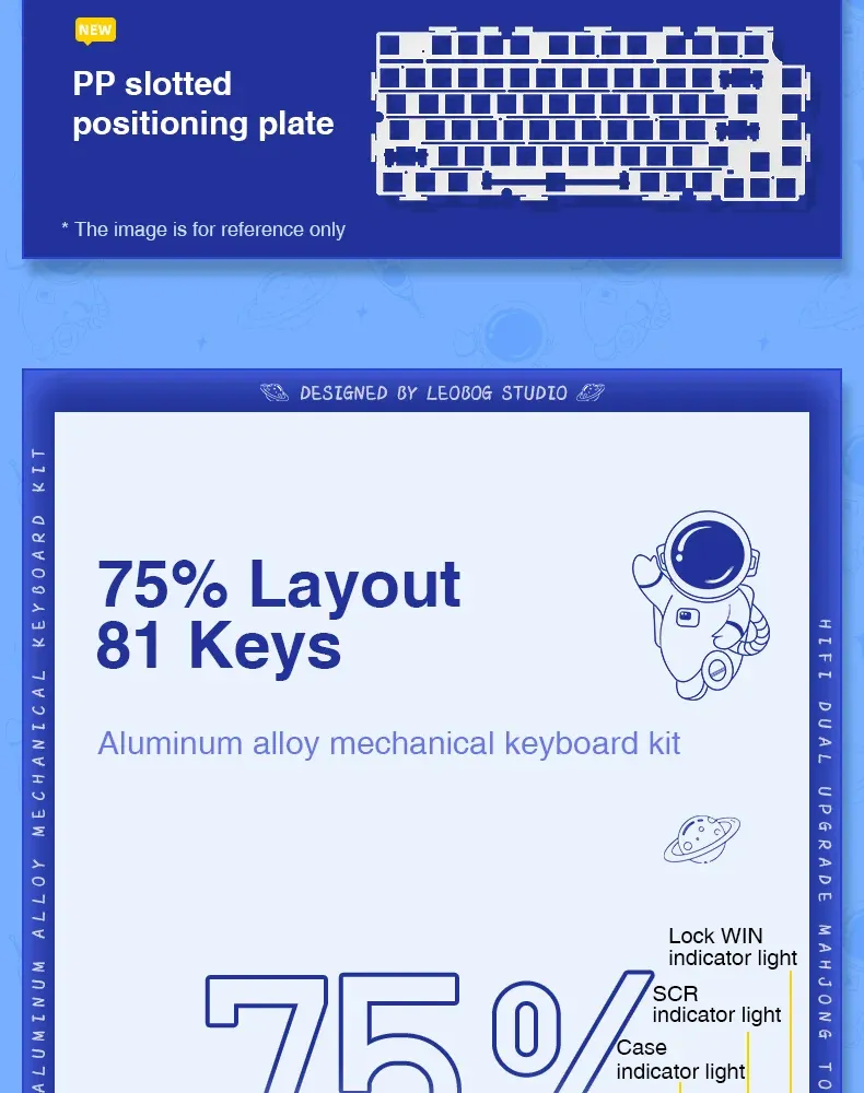 LEOBOG Hi75 Wired Aluminum DIY Kit Mechanical Keyboard Hot-Swap RGB Kit Gasket Custom Aluminum Alloy Body Keyboard Pc Gamer