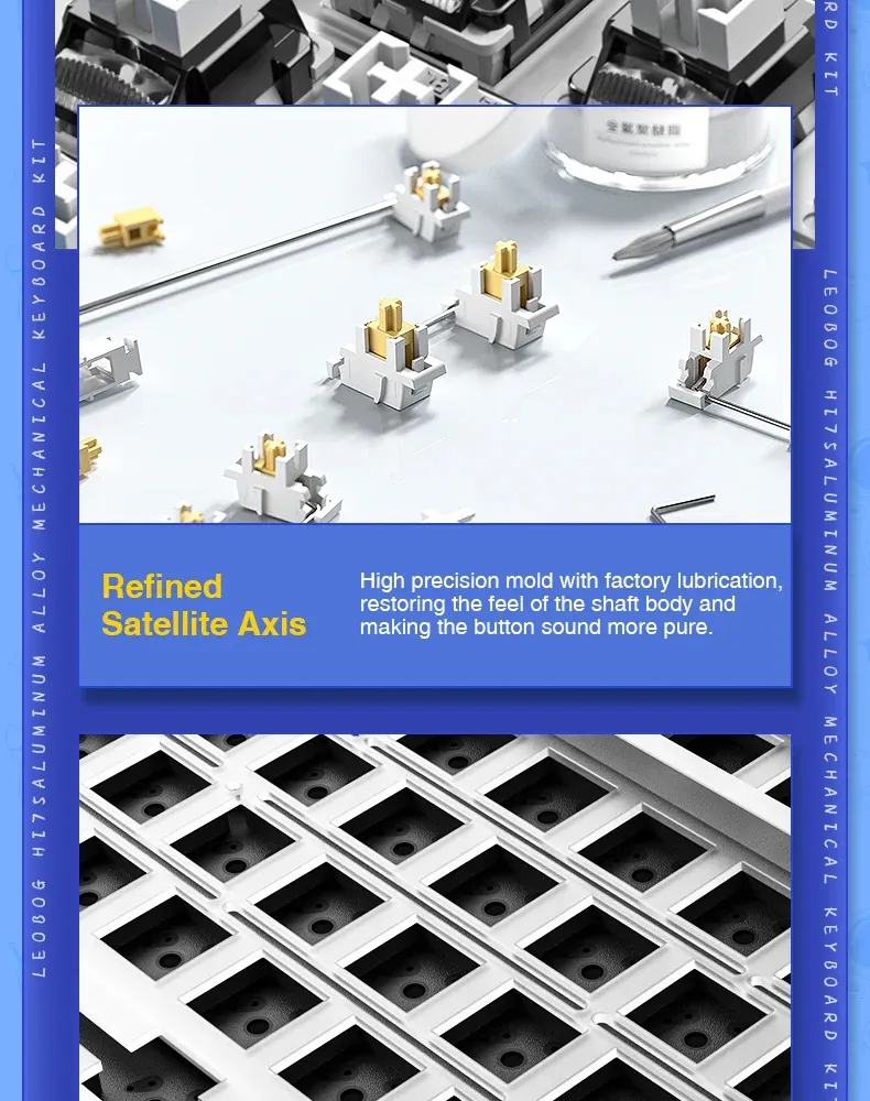 LEOBOG Hi75 Wired Aluminum DIY Kit Mechanical Keyboard Hot-Swap RGB Kit Gasket Custom Aluminum Alloy Body Keyboard Pc Gamer