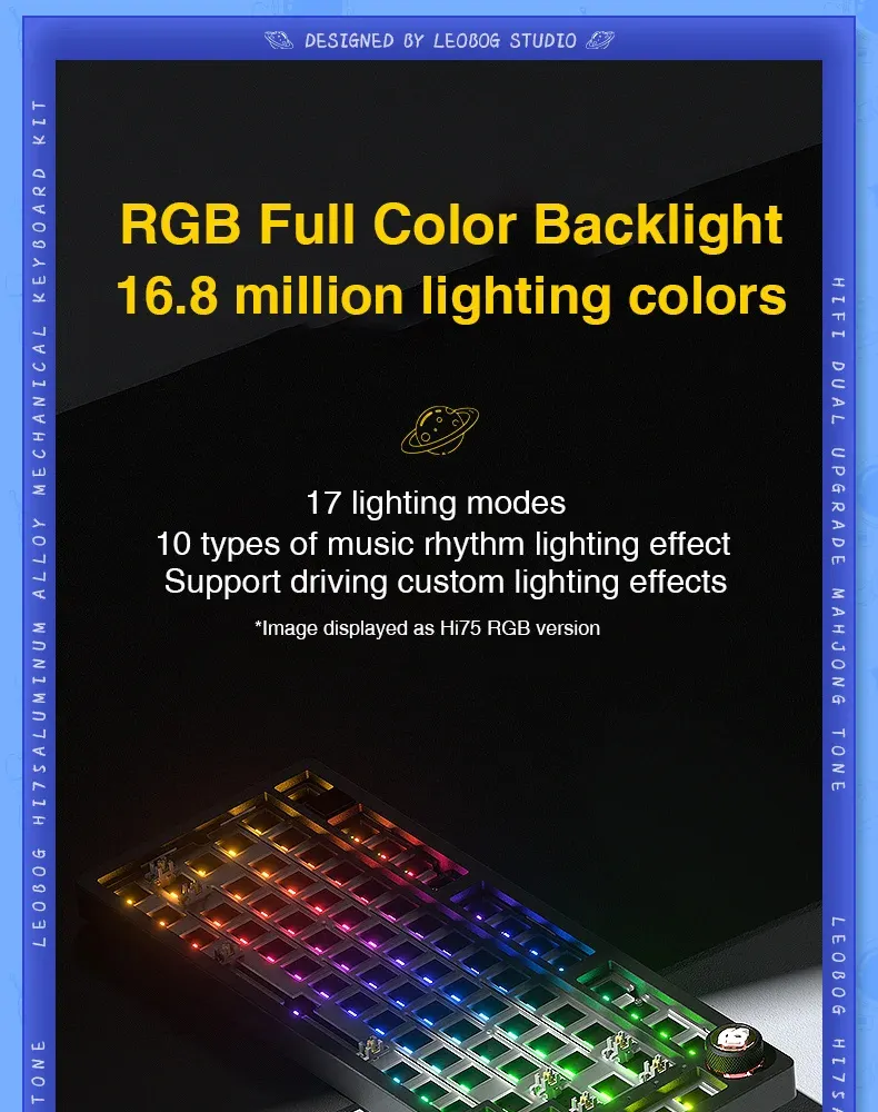 LEOBOG Hi75 Wired Aluminum DIY Kit Mechanical Keyboard Hot-Swap RGB Kit Gasket Custom Aluminum Alloy Body Keyboard Pc Gamer