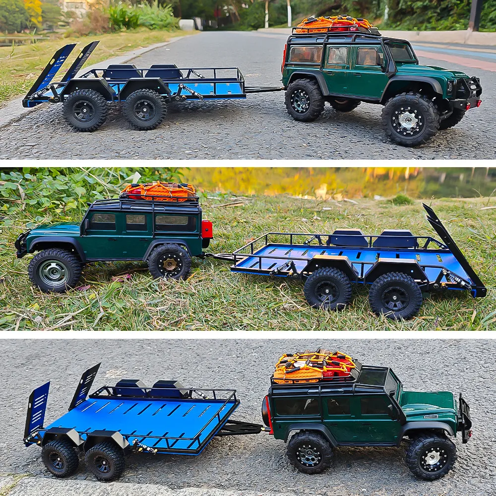 Simulation Trailer Four Wheels for Land Rover Tornado TRX4M 1/18 RC Cars Vehicles Models Spare Parts Accessories Simulation Trailer Four Wheels for Land Rover Tornado TRX4M 1/18 RC Cars Vehicles Models Spare Parts Accessories