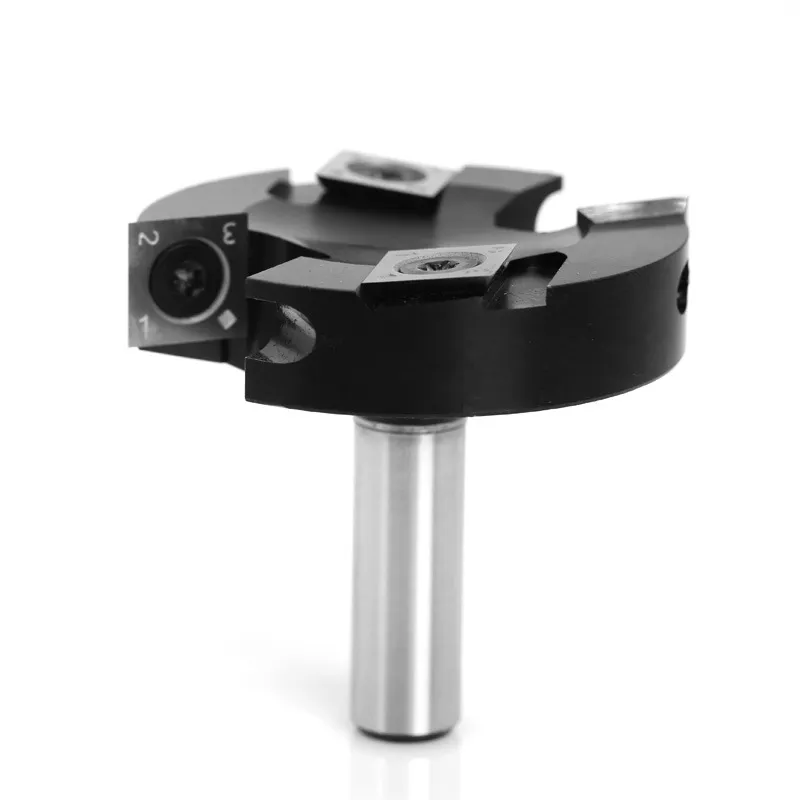 12mm 1/2 Inch Shank 4 Flutes Carbide Insert Spoilboard Surfacing Router Bit Slab Flattening Router Bit 2-1/2 63.5mm Cutting Diameter for Woodworking Planing