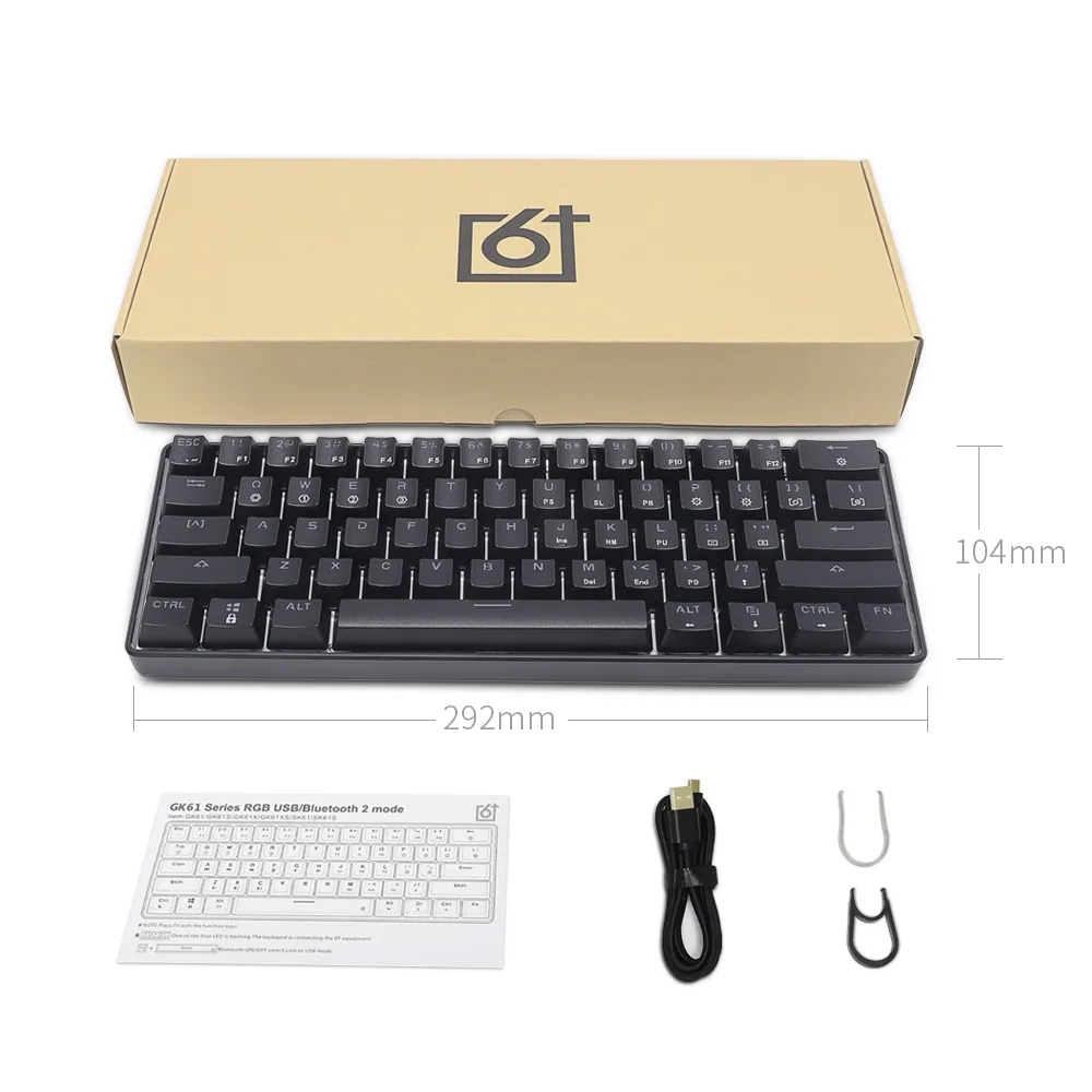SKYLOONG GK61 Mechanical Keyboard 61 Keys Hot Swappable Gateron Optical Switch RGB Type-C Wired Programmable 60% Layout Gaming Keyboard