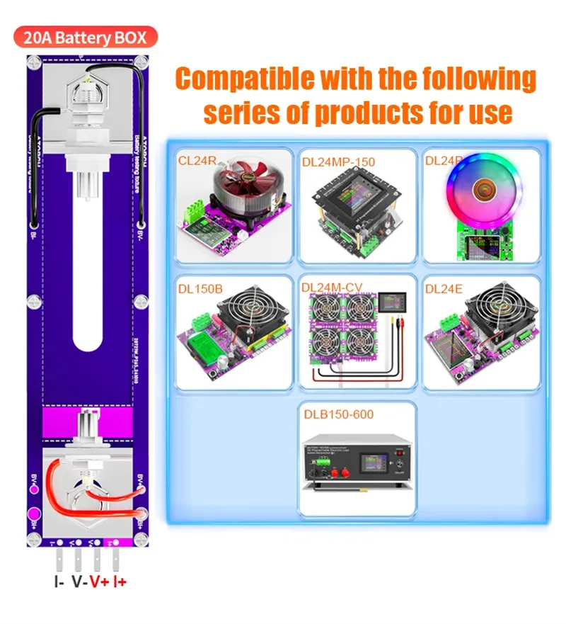 ATORCH 20A 4-wrie Battery Test Stand 18650 Internal Resistance Capacity Tester Fixture Seat Current Voltage Meter Detection BOX ATORCH 20A 4-wrie Battery Test Stand 18650 Internal Resistance Capacity Tester Fixture Seat Current Voltage Meter Detection BOX
