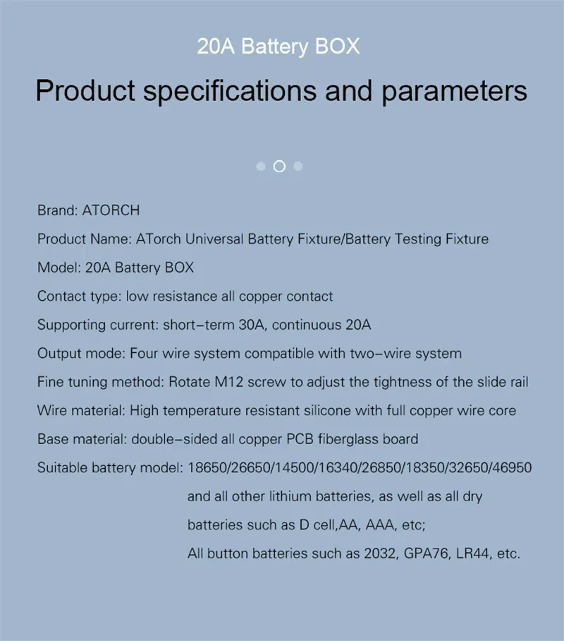 ATORCH 20A 4-wrie Battery Test Stand 18650 Internal Resistance Capacity Tester Fixture Seat Current Voltage Meter Detection BOX ATORCH 20A 4-wrie Battery Test Stand 18650 Internal Resistance Capacity Tester Fixture Seat Current Voltage Meter Detection BOX