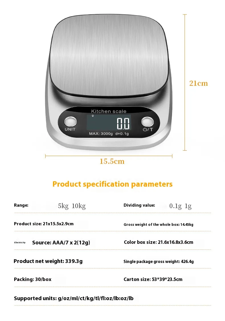 Household Kitchen Scale Baking Precision Food Scale Gram Weight 0.1g Small Table Scale Tea Scale High Precision Electronic Scale