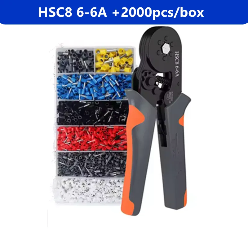 Hexagonal Self-Adjustable Ratchet Ferrule Crimping Tool Kit 23-10AWG 0.25-6mm² Crimper Kit with 400-2000pcs Wire Terminals Hexagonal Self-Adjustable Ratchet Ferrule Crimping Tool Kit 23-10AWG 0.25-6mm² Crimper Kit with 400-2000pcs Wire Terminals