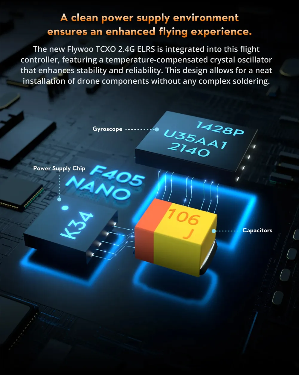 16mm*16mm Flywoo GOKU Quad GN405 Nano HD V3 F4 Flight Controller with TXCO ELRS 2.4g RX & 35A 2-4S ESC Stack for Quadcopter FPV Racing Drone