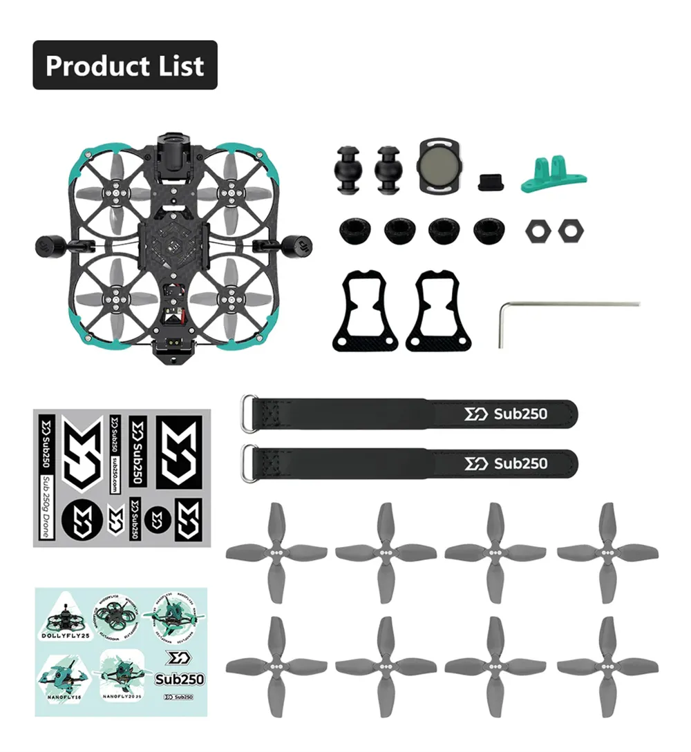 Sub250 Huma20 HD O4 Pro 95mm 2 Inch 4S CineWhoop RC FPV Racing Drone PNP BNF with Redfox A3 45A FC Digital System