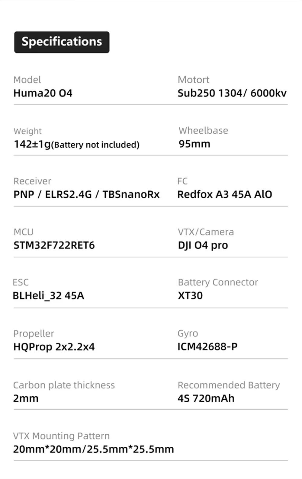 Sub250 Huma20 HD O4 Pro 95mm 2 Inch 4S CineWhoop RC FPV Racing Drone PNP BNF with Redfox A3 45A FC Digital System