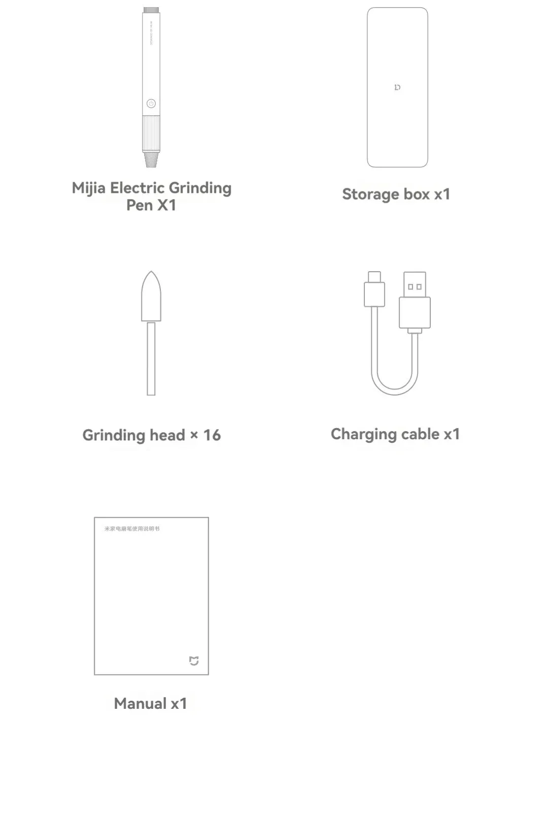 XIAOMI Mijia Electric Engraving Pen Set Mini Drill Grinder Variable Speed Rotary Engraving Machine Angle Grinder Household Hand Tools