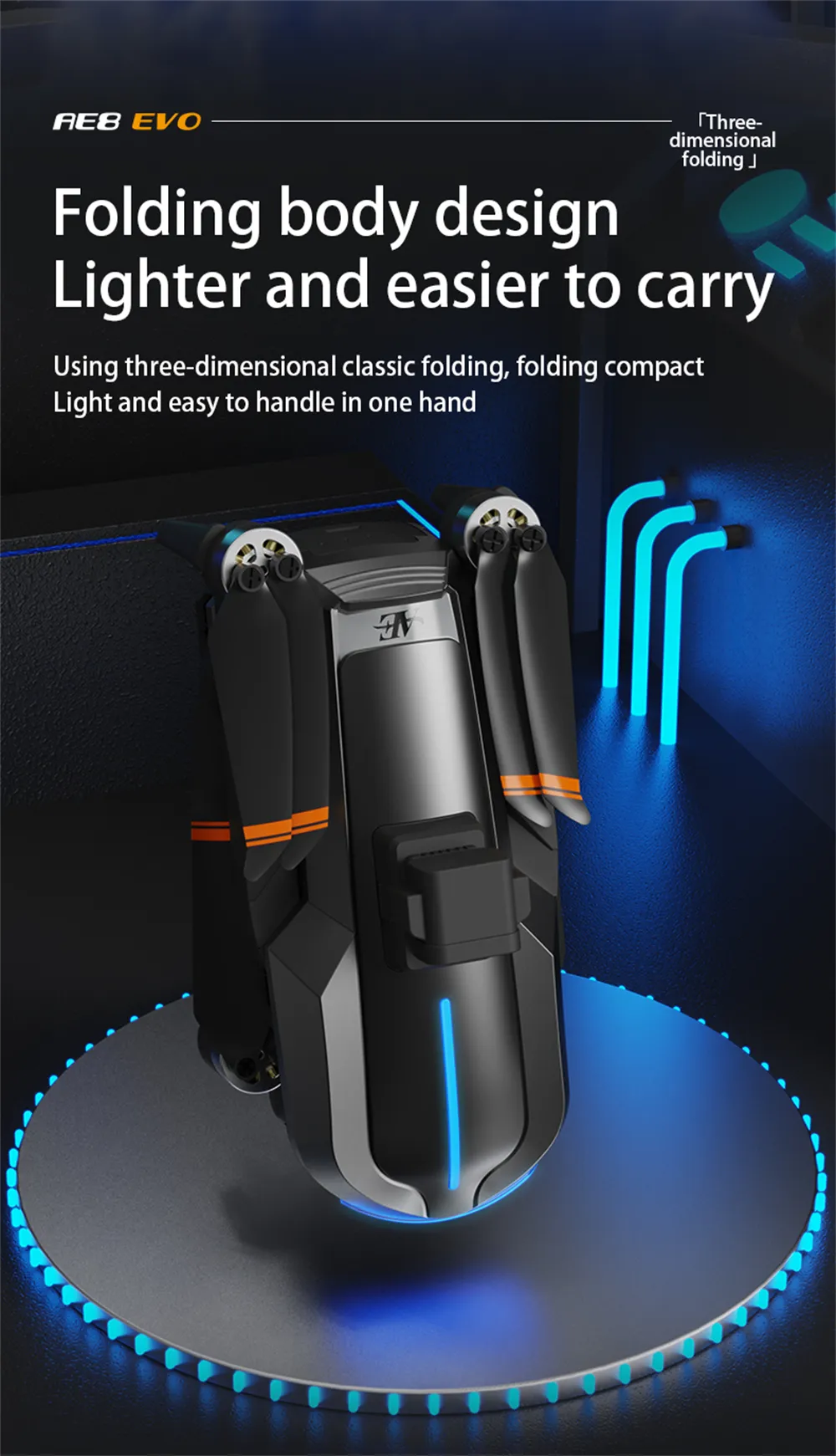 AE8 EVO GPS 5G WiFi FPV with 5.9inch LCD Screen Controller 720P HD Dual Camera Servo Gimbal 360° Obstacle Avoidance Brushless Foldable RC Drone Quadcopter RTF