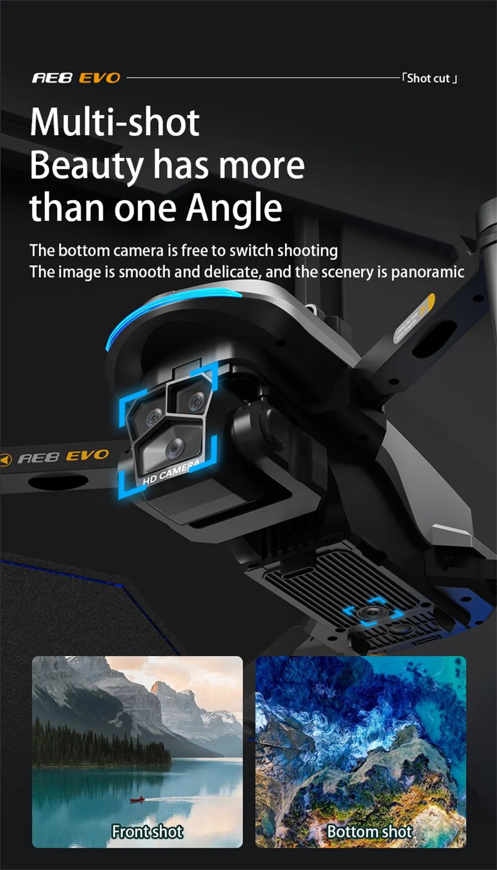 AE8 EVO GPS 5G WiFi FPV with 5.9inch LCD Screen Controller 720P HD Dual Camera Servo Gimbal 360° Obstacle Avoidance Brushless Foldable RC Drone Quadcopter RTF