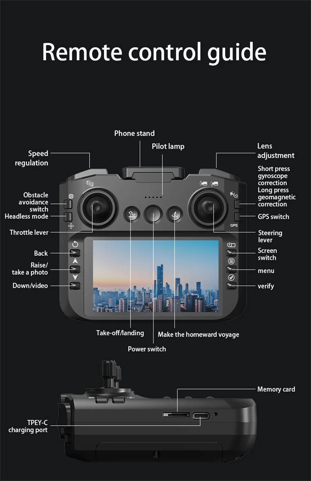 AE8 EVO GPS 5G WiFi FPV with 5.9inch LCD Screen Controller 720P HD Dual Camera Servo Gimbal 360° Obstacle Avoidance Brushless Foldable RC Drone Quadcopter RTF