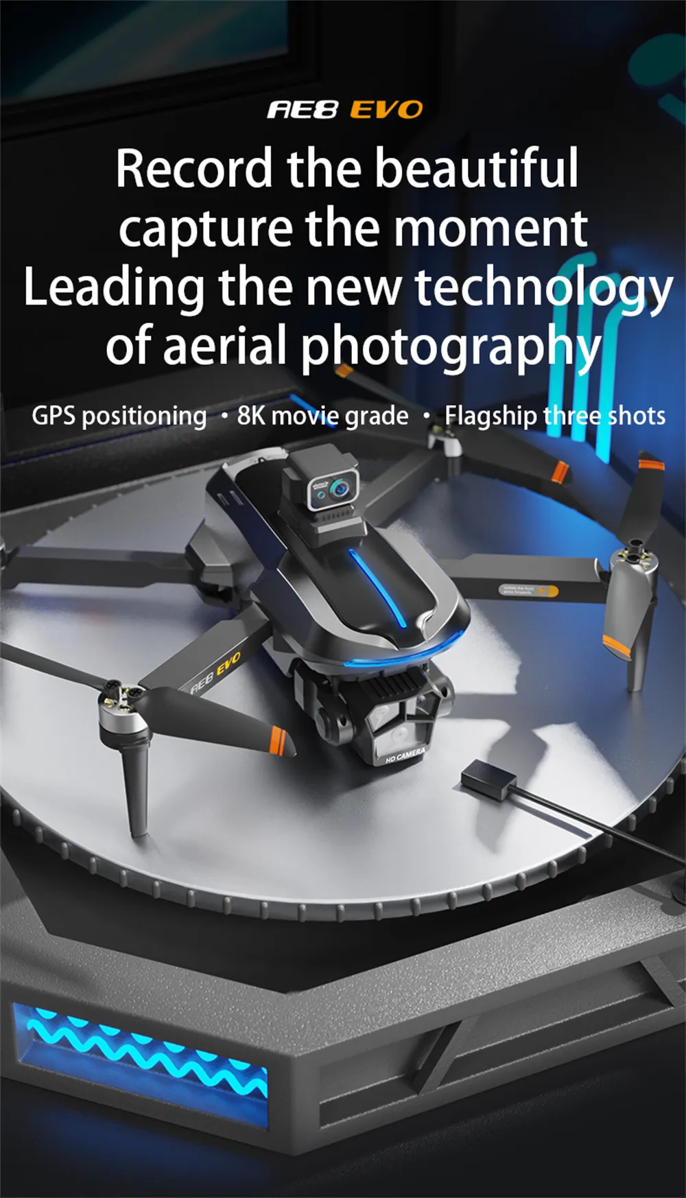 AE8 EVO GPS 5G WiFi FPV with 5.9inch LCD Screen Controller 720P HD Dual Camera Servo Gimbal 360° Obstacle Avoidance Brushless Foldable RC Drone Quadcopter RTF