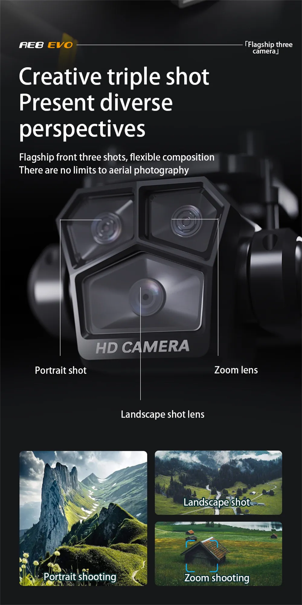 AE8 EVO GPS 5G WiFi FPV with 5.9inch LCD Screen Controller 720P HD Dual Camera Servo Gimbal 360° Obstacle Avoidance Brushless Foldable RC Drone Quadcopter RTF
