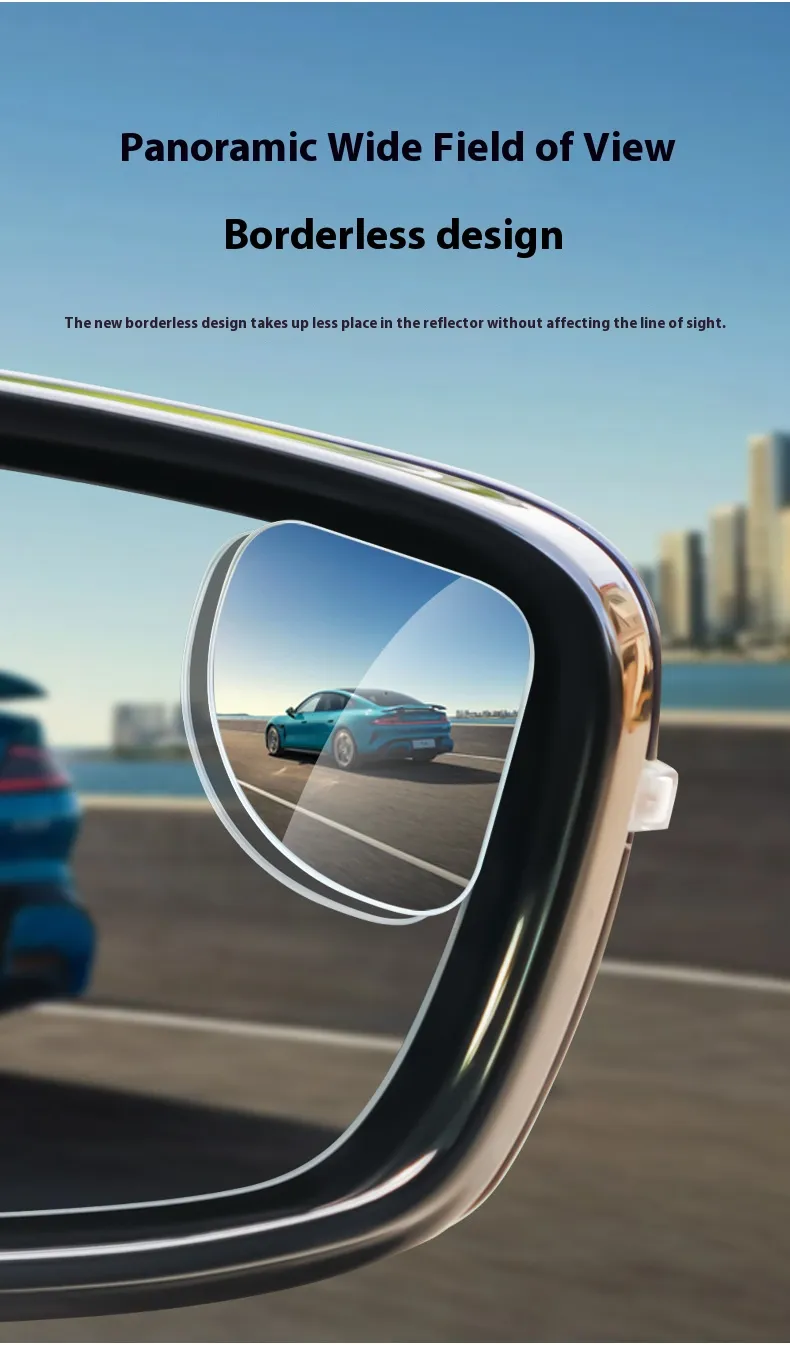 Car Rearview Mirror 360° Car Blind Spot Mirror Glass Car Small Round Mirror Ultra-Clear Wide-View Reversing Auxiliary Mirror