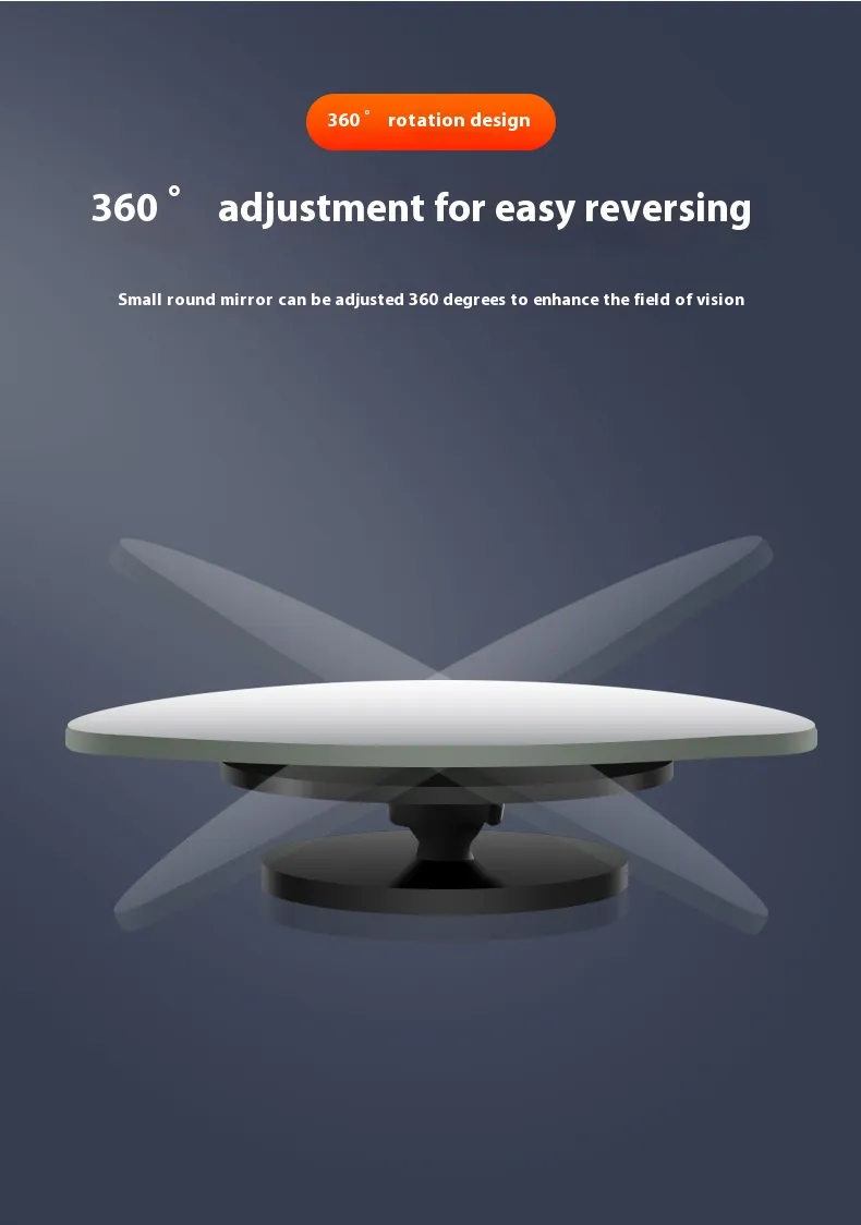 Car Rearview Mirror 360° Car Blind Spot Mirror Glass Car Small Round Mirror Ultra-Clear Wide-View Reversing Auxiliary Mirror
