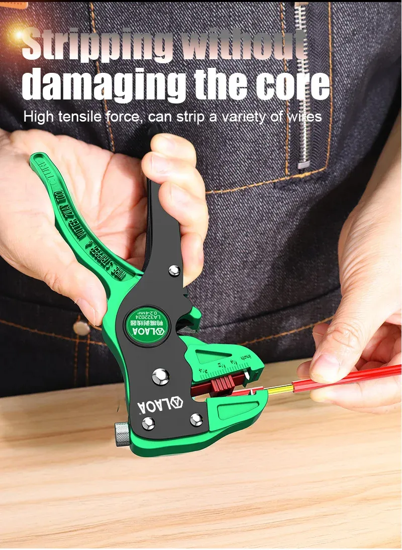 LAOA Automatic Wire Stripper Flatwire Cutter Stripping Plier 0.2 to 4mm Range Length Adjustment For Electrician