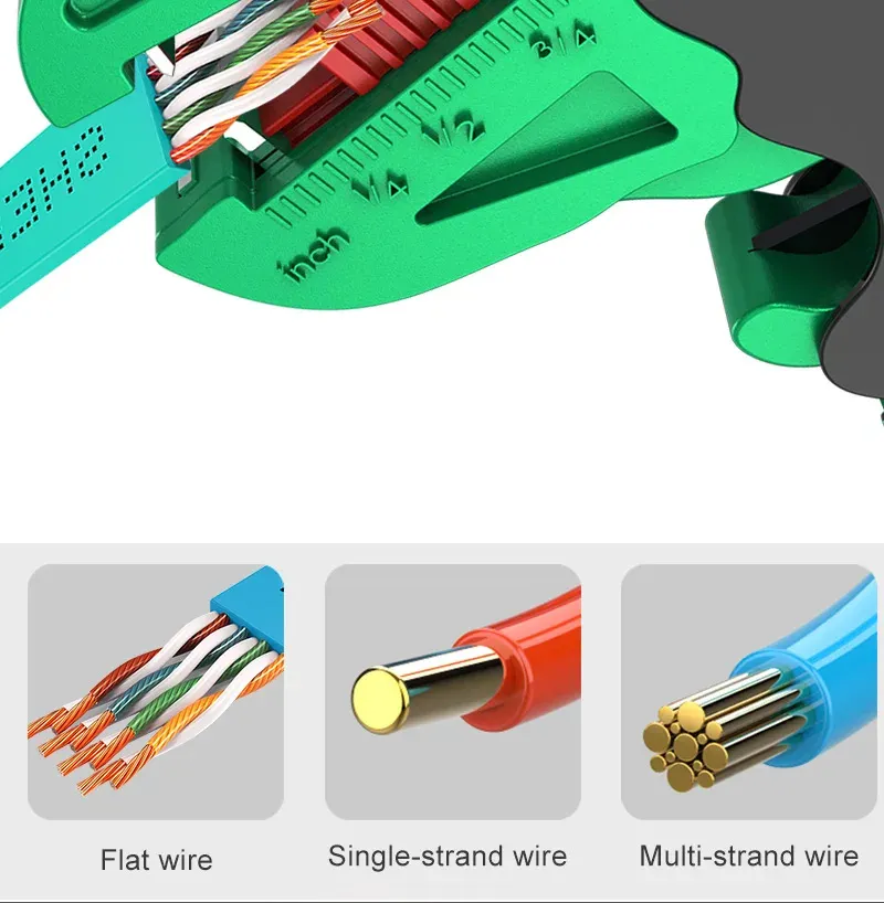 LAOA Automatic Wire Stripper Flatwire Cutter Stripping Plier 0.2 to 4mm Range Length Adjustment For Electrician