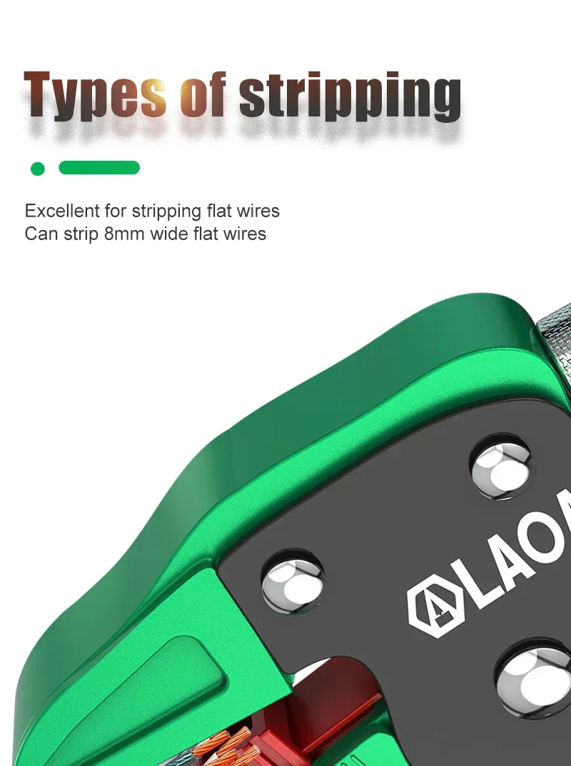 LAOA Automatic Wire Stripper Flatwire Cutter Stripping Plier 0.2 to 4mm Range Length Adjustment For Electrician