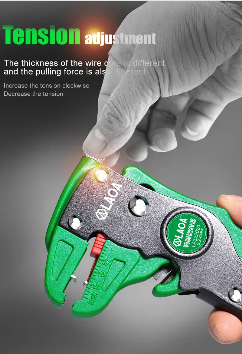 LAOA Automatic Wire Stripper Flatwire Cutter Stripping Plier 0.2 to 4mm Range Length Adjustment For Electrician