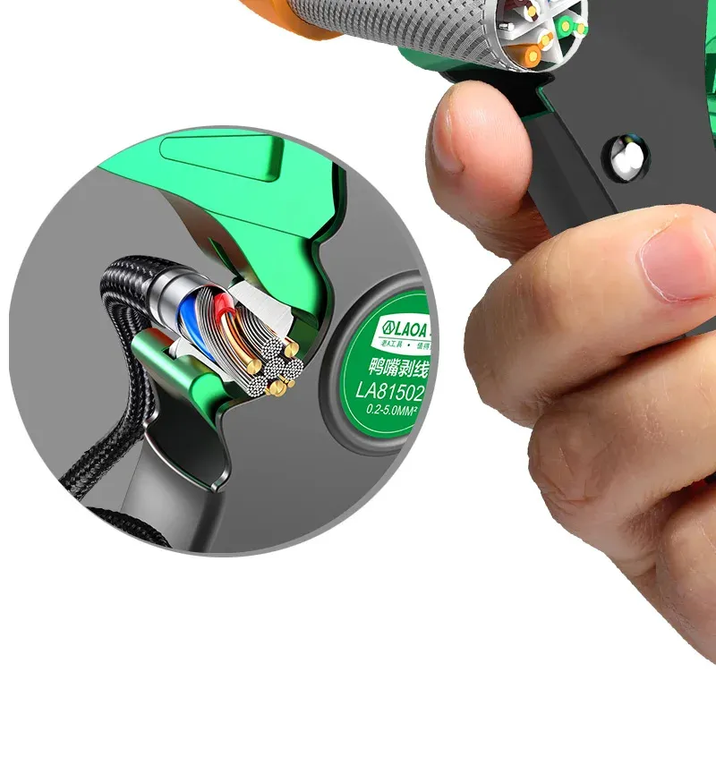 LAOA Automatic Wire Stripper Flatwire Cutter Stripping Plier 0.2 to 4mm Range Length Adjustment For Electrician
