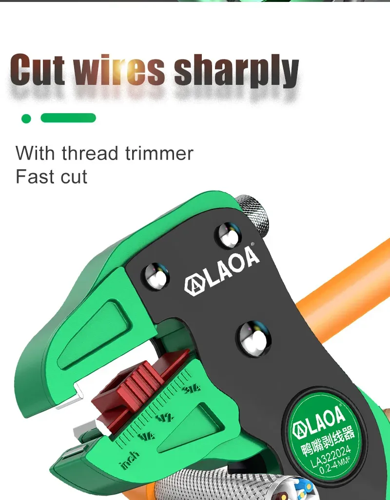 LAOA Automatic Wire Stripper Flatwire Cutter Stripping Plier 0.2 to 4mm Range Length Adjustment For Electrician