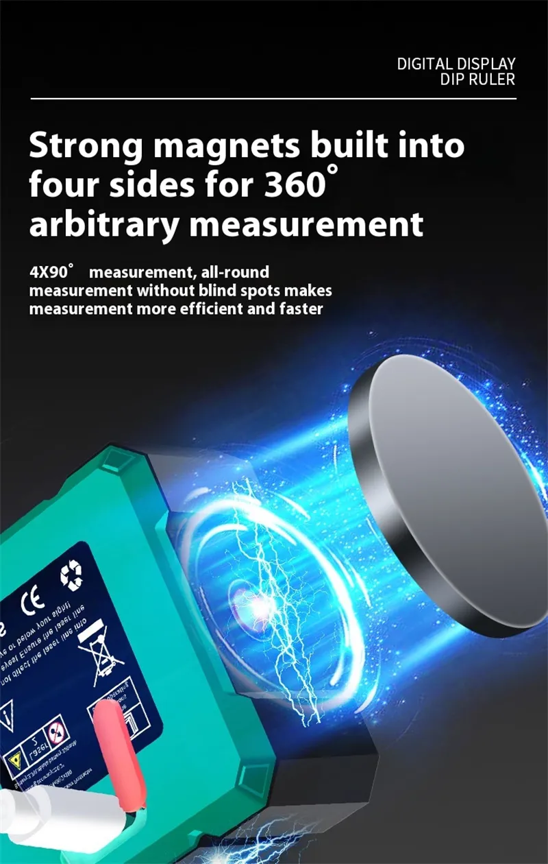 CZDang Digital Display Inclinometer Four-sided magnet Angle Finder Bevel Gauge Protractor with 1.8FSTN Screen Rechargeable Battery Four-Sided Magnets Type-C Charging
