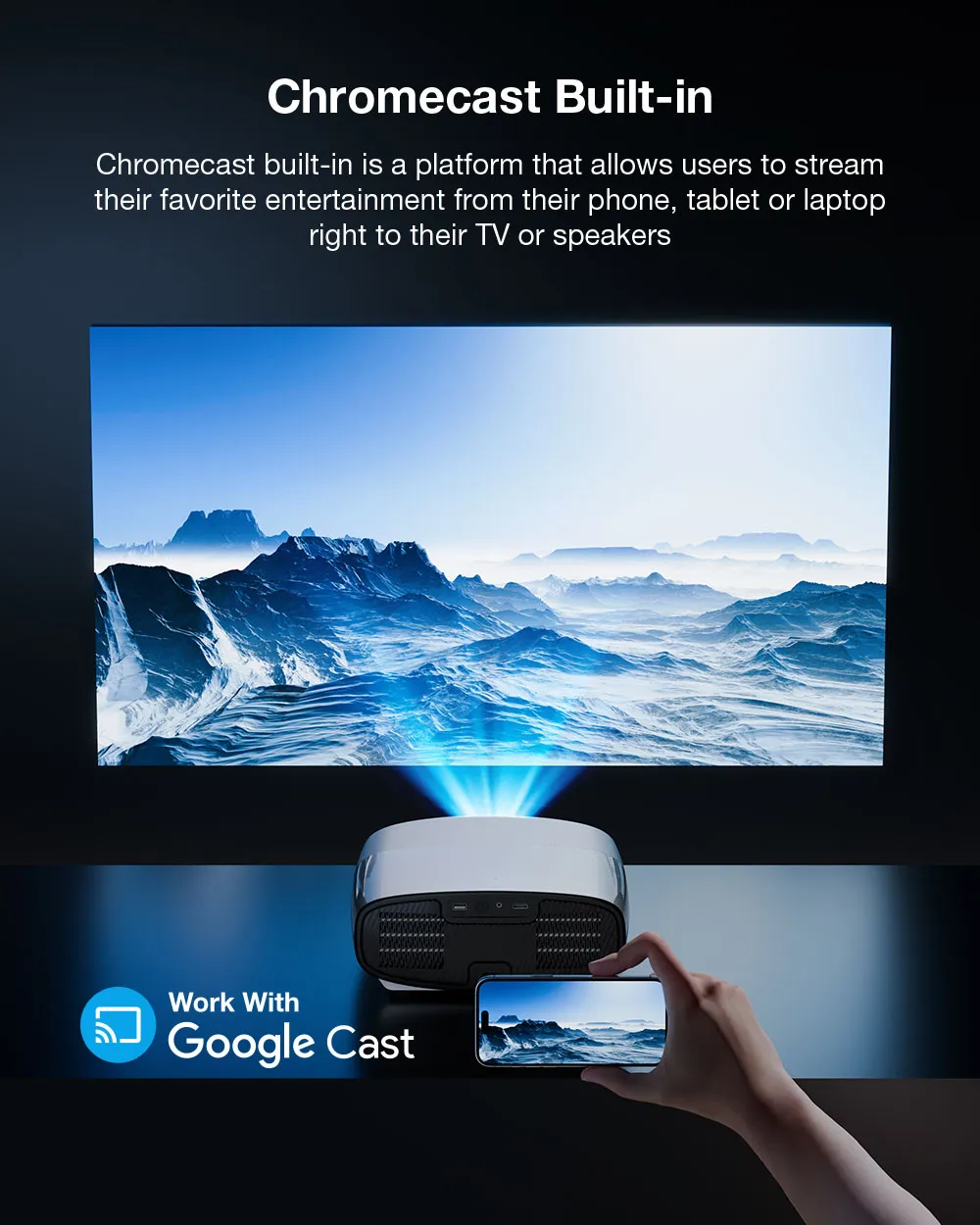 Blitzwolf BW-V11 Dolby Vision Projector with Google TV Licensed Netflix Fully Sealed Optical Engine 4K Support 1100 ANSI Lumens 1080P HDR10 Auto Keystone Correction 20W Subwoofer Surround