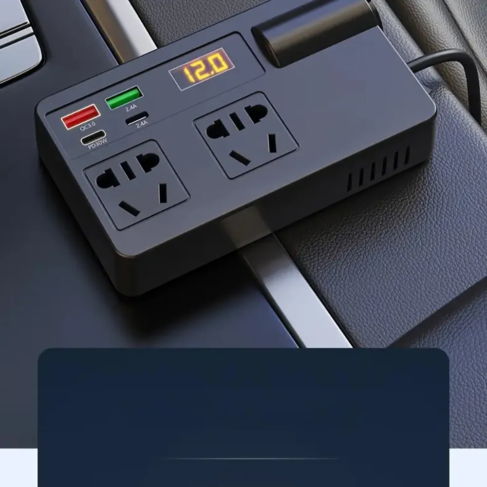 Car Inverter 12V 24V to 220V Multi-Function Socket Mobile Phone Charger 120W Car Power Converter with Smart Digital Display