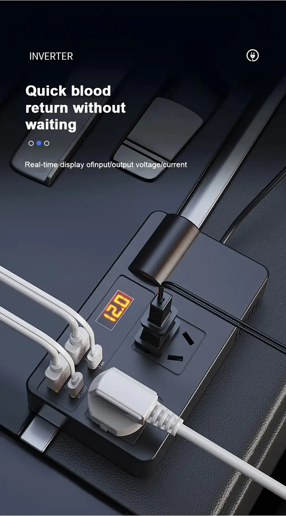 Car Inverter 12V 24V to 220V Multi-Function Socket Mobile Phone Charger 120W Car Power Converter with Smart Digital Display