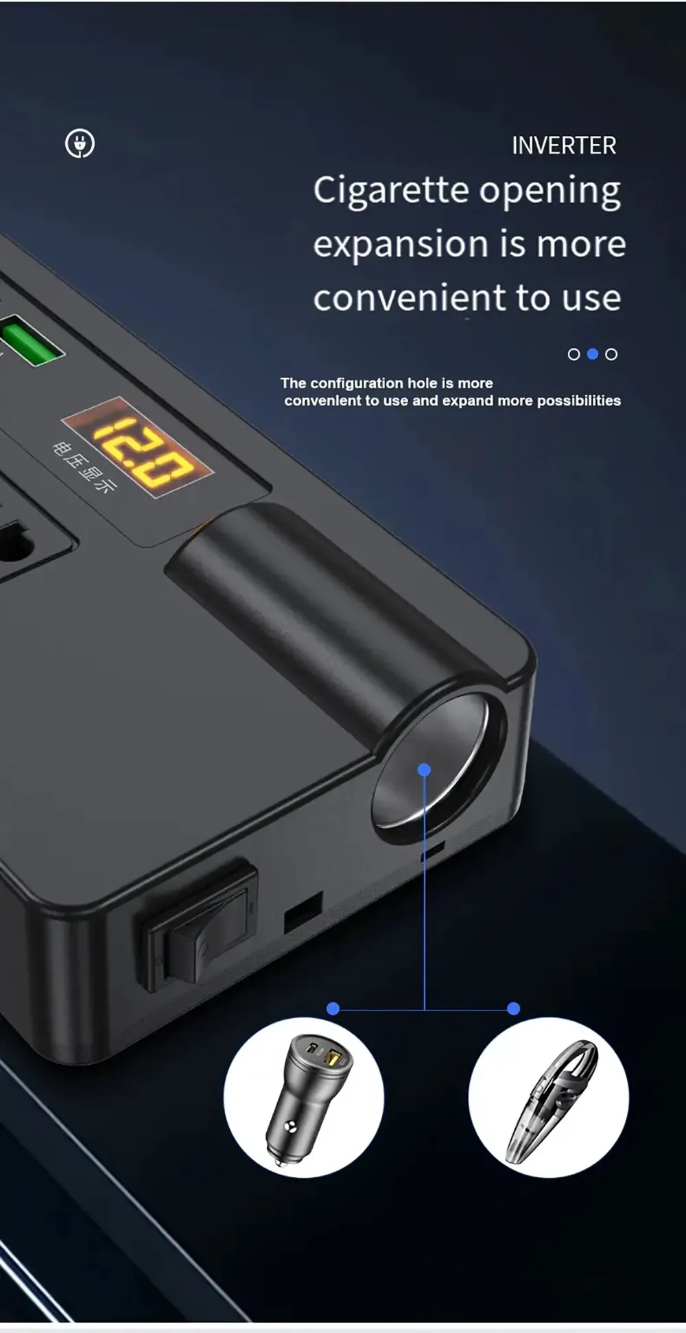 Car Inverter 12V 24V to 220V Multi-Function Socket Mobile Phone Charger 120W Car Power Converter with Smart Digital Display
