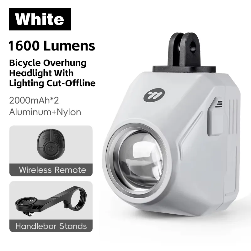 WEST BIKING Wireless Remote Bike Overhang Light 1600 Lumen Super Bright Lighting Cut-Offline Safe Design IP66 Waterproof Type-C Hanging Bicycle Headlight Flashlight WEST BIKING Wireless Remote Bike Overhang Light 1600 Lumen Super Bright Lighting Cut-Offline Safe Design IP66 Waterproof Type-C Hanging Bicycle Headlight Flashlight