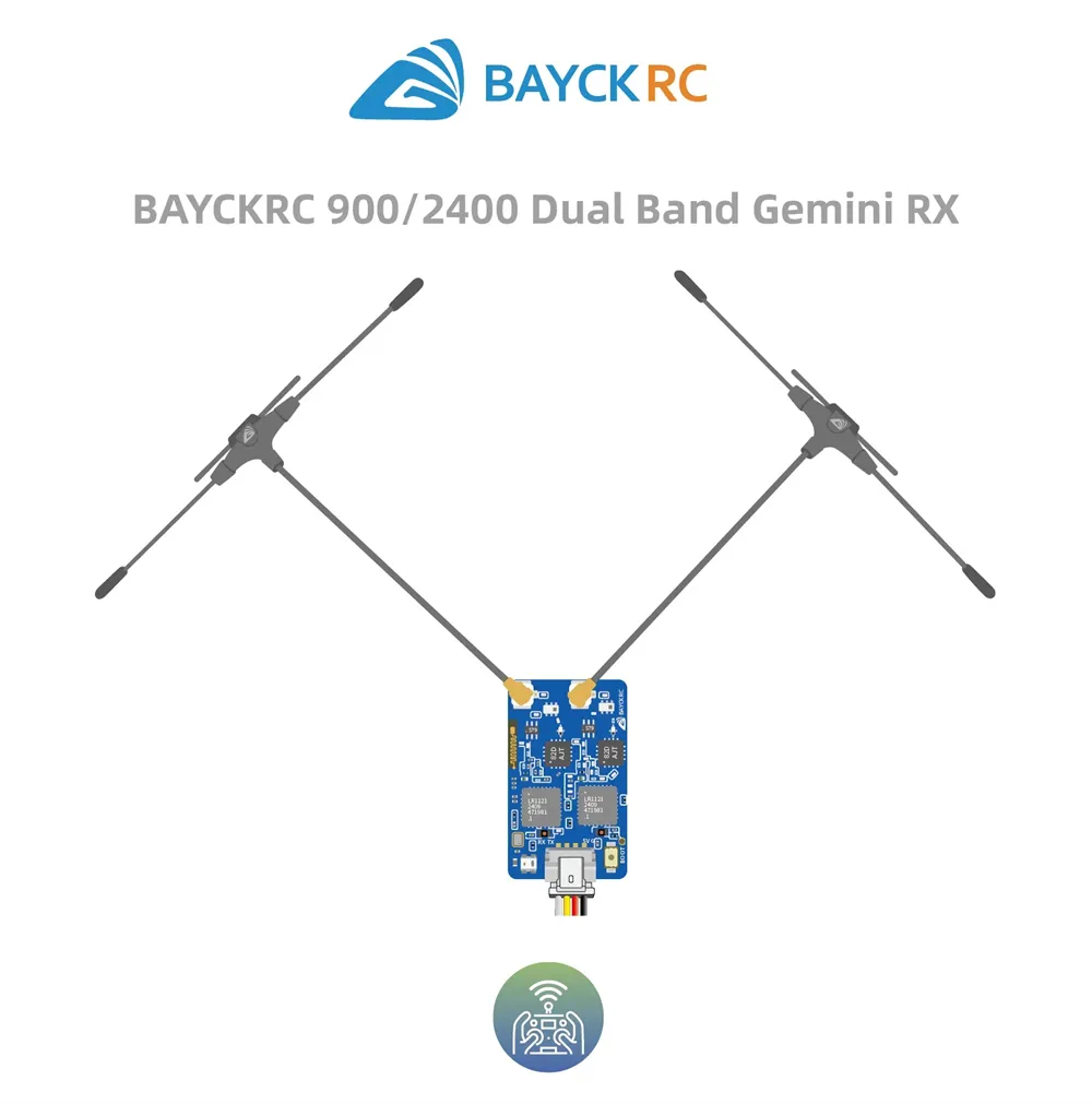 BAYCKRC 900/2400 900MHz/2.4GHz Dual Band Gemini RX ExpressLRS Receiver for FPV Racer Drone