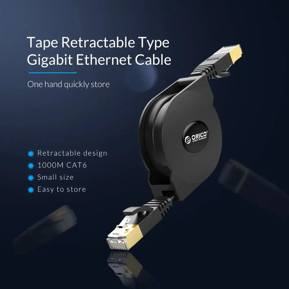 ORICO PUG-LGC6 2M Retractable Ethernet Cable Portable LAN Internet Network Cable 1000Mbps CAT-6 Network Cables for Laptop Router ORICO PUG-LGC6 2M Retractable Ethernet Cable Portable LAN Internet Network Cable 1000Mbps CAT-6 Network Cables for Laptop Router